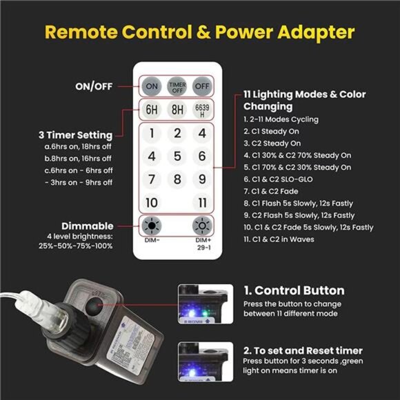 Globe String Lights,Multicolor 65.6 Feet 150 led 11 Lighting Modes Fairy String - Picture 3 of 8